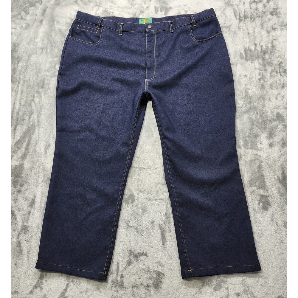 Vintage Haband's Pants Mens 48S SHORT Blue Fit-Forever Polyester Denim-Like Knit